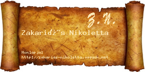 Zakariás Nikoletta névjegykártya